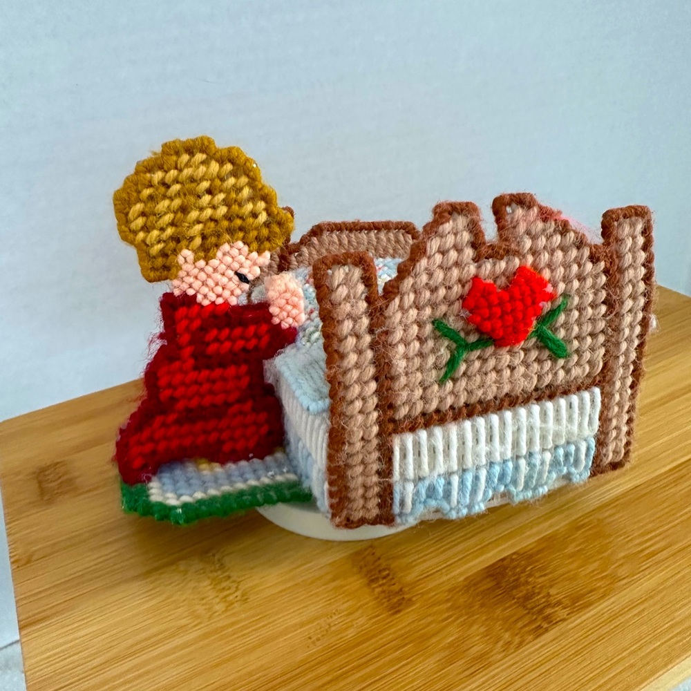 Vintage Handmade Crocheted musical rotating decorative toy. Baby nursery gift!